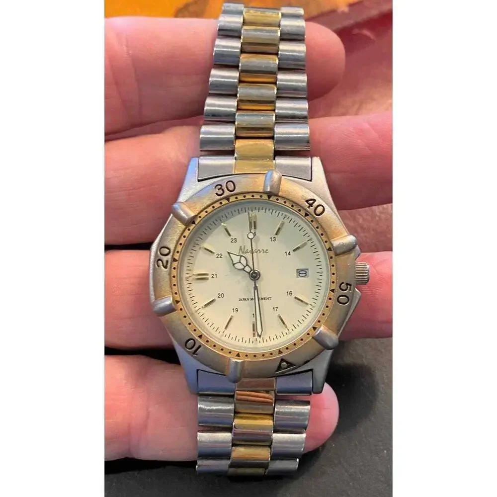 Men's 43mm Two Tone Navarre Watch, Rotating Bezel